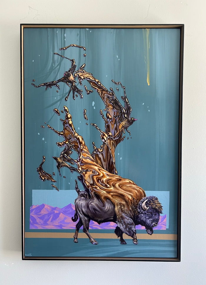 Bird On The Buffalo Original Painting