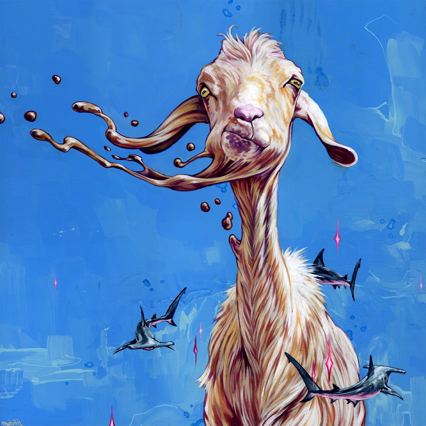Goat art print - Funny Goat And Shark Art - David Swartz - Swartz ...
